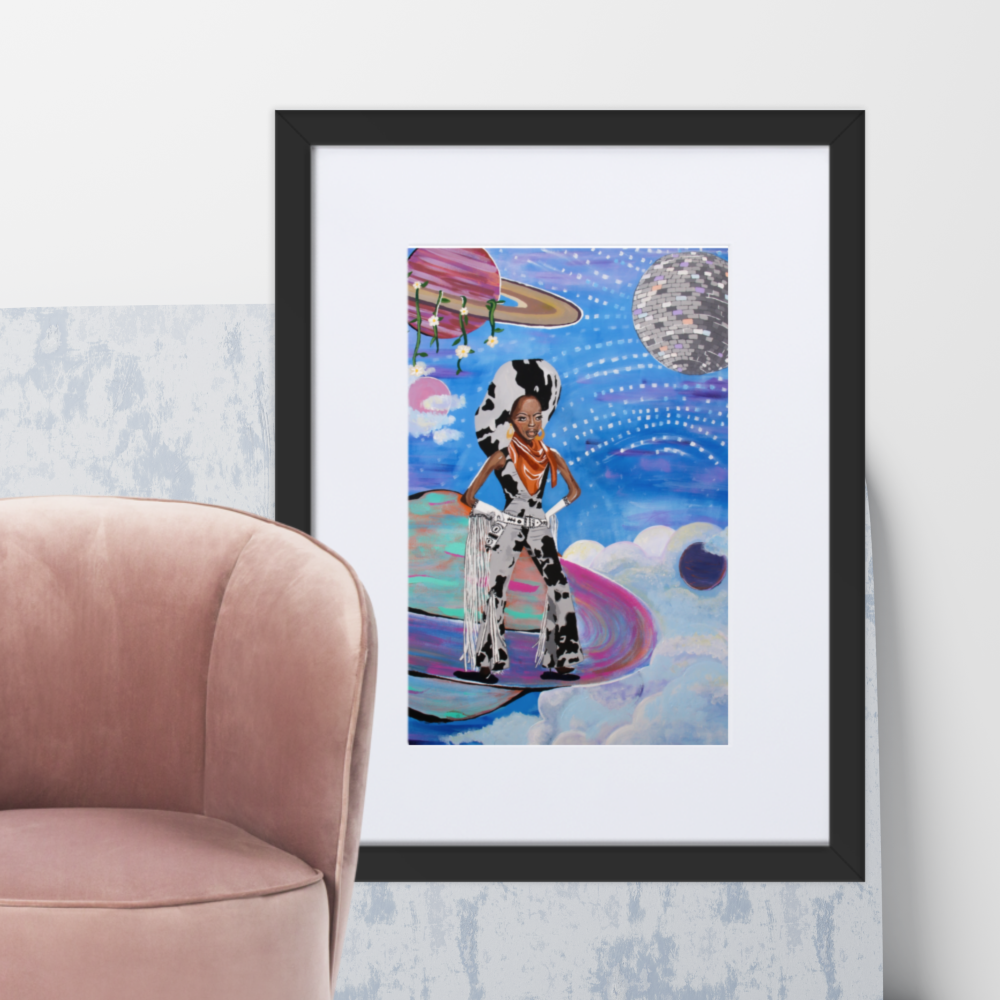 Diana Ross Space Cowgirl Framed Print with Matting