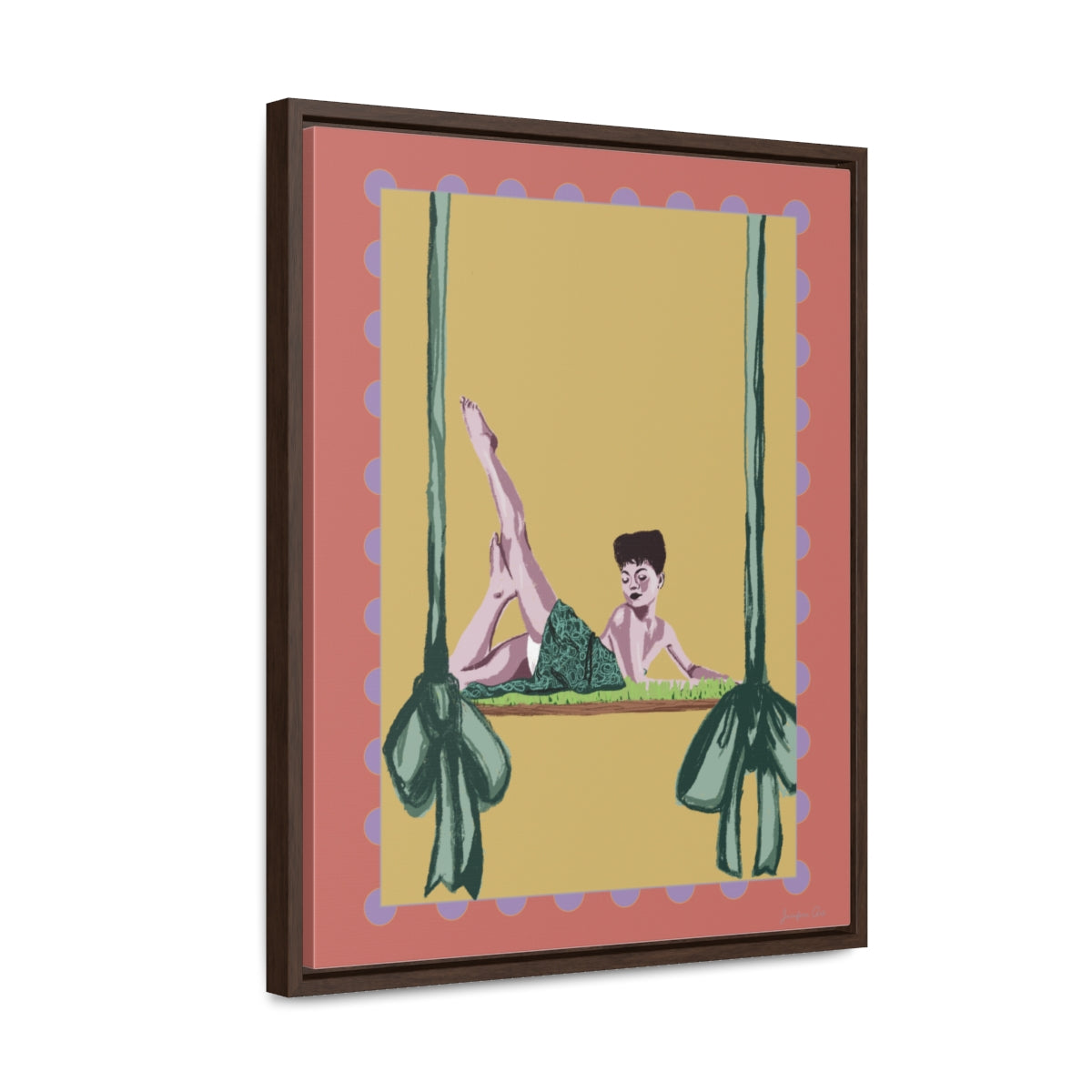 Eartha in the Sky with Ribbons Framed Gallery Wrap Canvas